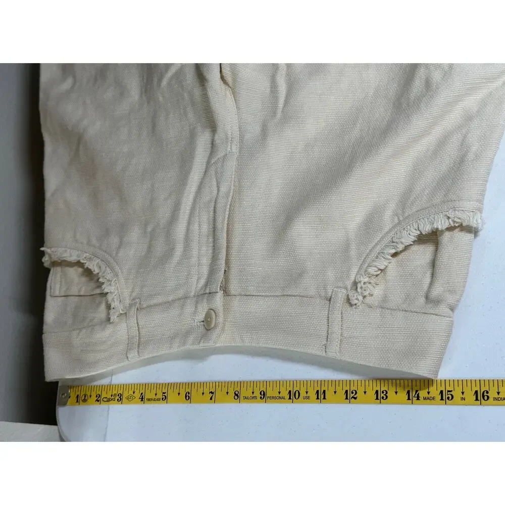Arje Jeans Women 6 Antique Ivory Wide Leg Crop Boho Festival 100% Cotton Italian